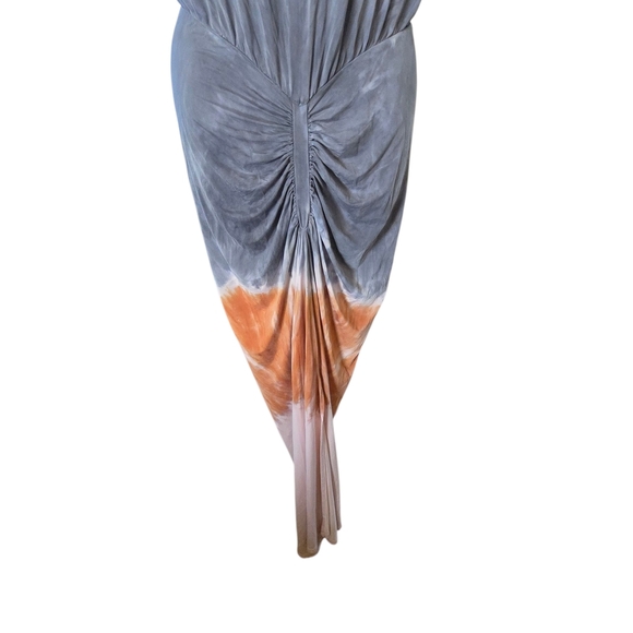 Elegant Gray and Orange Maxi Dress - Picture 5 of 9